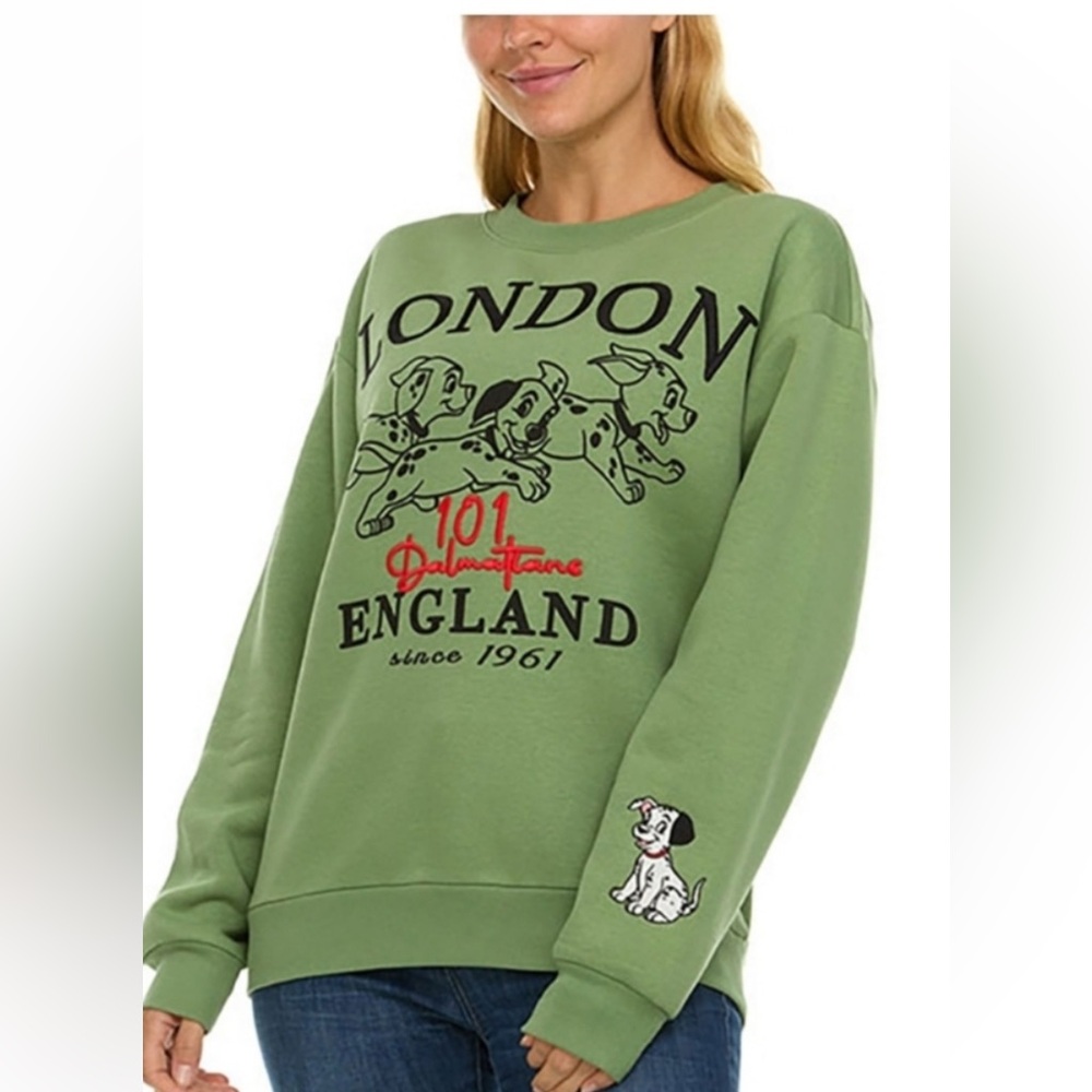 Disney ladies 101 Dalmatian Green size extra small sweatshirt new - Picture 3 of 8